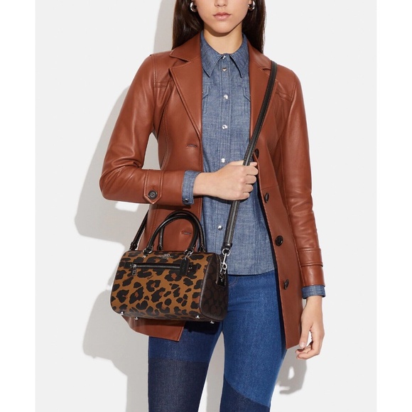 Coach Rowan Satchel in Signature Canvas with Leopard Print NWT - Picture 4 of 7